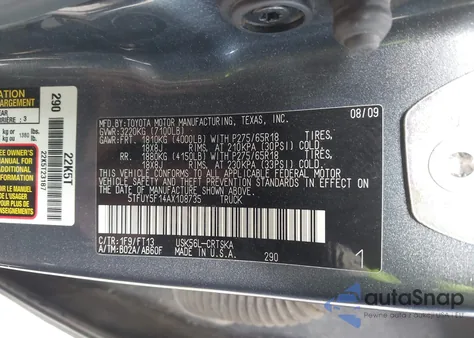 2010 Toyota Tundra Grade 5.7L V8 from USA, damaged, VIN 5TFUY5F14AX108735